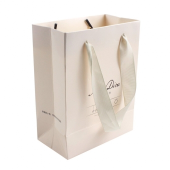 Pink Paper Bags with Ribbon Handle