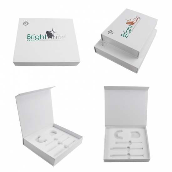 Silver Foil Logo Cosmetic White Magnetic Box