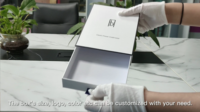 White Drawer Gift Boxes with Custom Printed Black Logo Frame